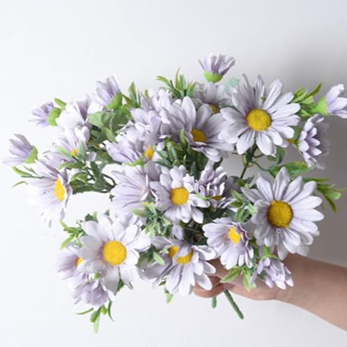 Artificial Flowers, 4 Bundles Silk Daisy, Artificial Gerber Daisy for Home Decoration Flowers Bouquet, Fake Wildflowers Spring Flowers for Wedding Decoration (White) - color: White