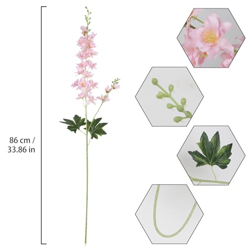 8PCS Delphinium Artificial Flowers 33.5'' Larkspur Silk Flowers Tall Pink Long Stem Artificial Flowers for Wedding Table Centerpieces Home Garden Decor(Light Pink) - color: Light Pink