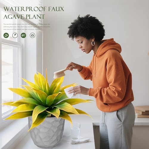 Artificial Plants Outdoors Faux Agave Fake Greenery Outdoor Artificial Plant 28" Fake Plant for Indoor Home Decor Plastic Plant Outdoor Decor Front Porch Decor Faux Cactus(Yellow 2Pcs)No Vase - color: 28''yellow