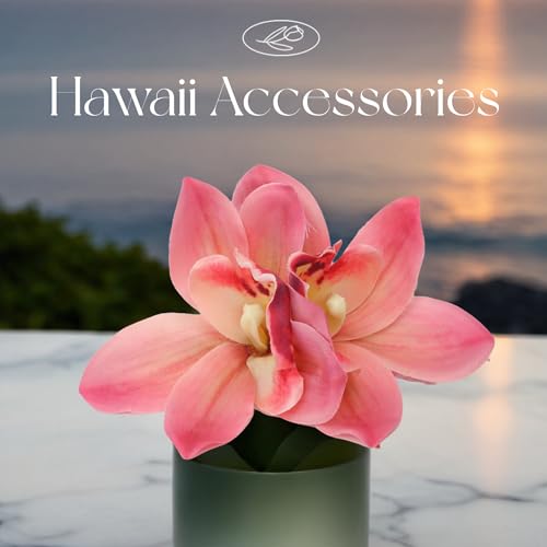 2 Packs Red & Pink Orchid Flower Clips for Women Cute Orchid Duckbill Clip Tropical Accessories for Hawaii Holidays Birthday Wedding Parties