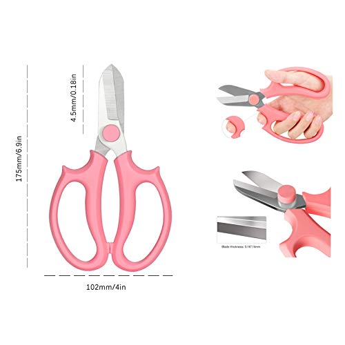 Leize Flower Scissors, Premium Thickened Stainless Steel Floral Shears, Strong Pruner for Flowers, Branches and Leaves (Pink) - color: Pink