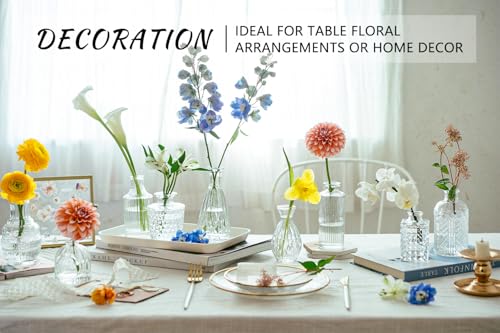 SUPMIND 16pcs Glass Bud Vase Set, Small Clear Flower Vases for Centerpieces in Bulk, Cute Mini Vintage Vase for Wedding, Home Decor, Table Decoration - color: Clear