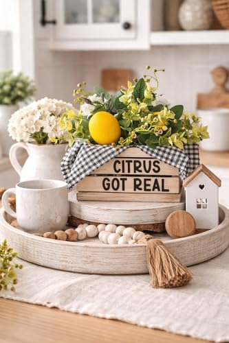 Lemon Decor | Mini Crate with Fake Lemons | Citrus Got Real, 5" W x 6" H | Lemon Decorations for Kitchen | Boho Kitchen, Cottage Core Decor | Lemon Themed Gifts (Citrus Got Real) - style: Citrus Got Real