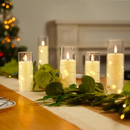 Homemory Ivory Flameless LED Candles with Remote Control & Timer, Battery Operated Star Lights, Fake Candles, Star Lights Set of 5 for Wedding Decor - color: White-5pcs, size: 5pcs, D2.2"x H5"5"6"7"8"