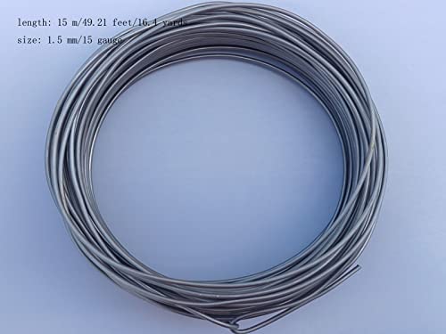 15 Gauge Anodized Aluminum Wire 49 Feet for Jewelry Making Craft DIY（1.5mm,Natural Color,41521） - color: Natural Color, size: 15 Gauge
