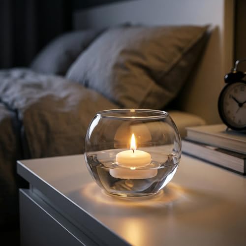 Round Glass Vases Set of 6, Clear Flower Vases for Centerpieces, Glass Bowl Vase, Small Round Vase for Living Room, Bedroom, Kitchen, Dining Table, Office, Wedding, 4 Inches - color: Clear, size: 4”