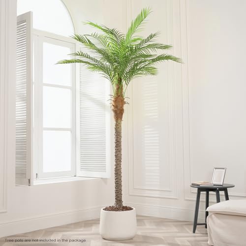 Artificial Phoenix Palm Tree 9ft Tall Outdoor Indoor Decor Fake Plants with 21 Adjustable Leaves, Large Faux Sago Palm Tree for Home Office Living Room Yard Outside Patio Poolside (2, 9ft) - size: 9ft