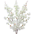 3PCS Artificial Cherry Blossom Flowers Branches 42" Long Stem White Silk Cherry Blossom Tree Faux Cherry Blossom Tall Fake Flower Arrangement for Spring Summer Wedding Indoor Outdoor Decor