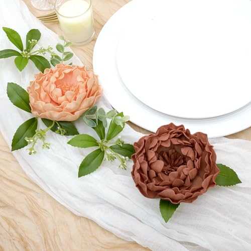 Artificial Flowers, 16pcs Realistic Rose for DIY Wedding Bouquets Centerpieces Arrangements, Terracotta Peonies Flowers with Stem Bridal Shower Party Home Decorations - color: Terracotta Peonies, size: 16pcs
