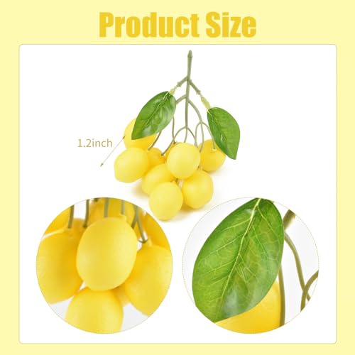 Fake Lemon Branches Artificial Fruit Highly Simulation Lifelike Model for Vase Home Party Decoration 3PCS
