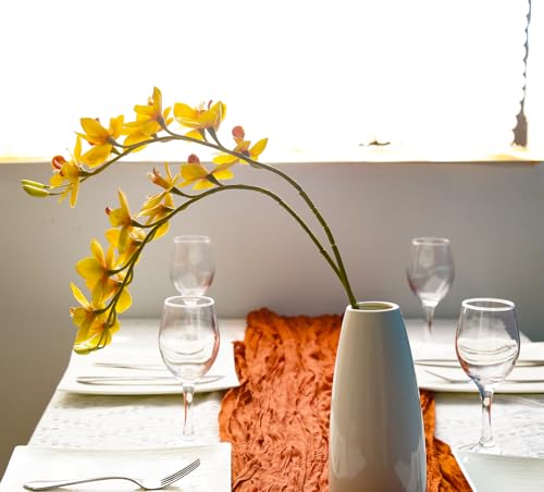IPOPU Yellow 5 Pcs Artificial Orchids That Look Real Real Touch Latex Orchid Fake Flowers for Living Room Bathroom Kitchen Wedding and Engagement Centerpiece Arrangement - color: Yellow