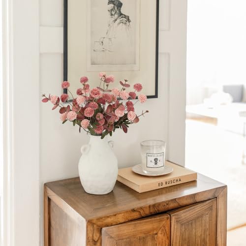 8 Stems Artificial Faux Kiku Flower with 3 Branches Eucalyptus Stems,Pink Fake Flowers Silk Pompom Mum Artificial Flowers for Wedding Bouquet Home Party Floral Arrangements(Mixed Pink) - color: Mixed Pink