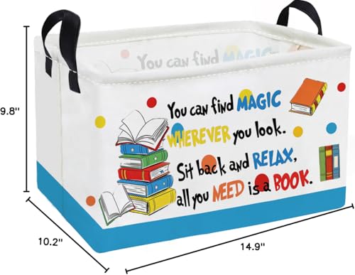 Essme Rectangular Kids Baskets,Book Storage Box,Cute Basket for Kids with Handles for Room Decor, Book Bins,Shelf Basket.(Book) - color: Book