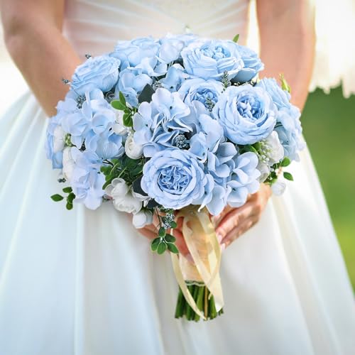 MARTINE MALL 2 Packs Peonies Artificial Flowers, Blue Artificial Peonies, Silk Peonies Flowers Fake Peonies Artificial Flowers Peonies Bouquet for Centerpiece Table Wedding Party Home Decor - color: Blue, size: 2PCS