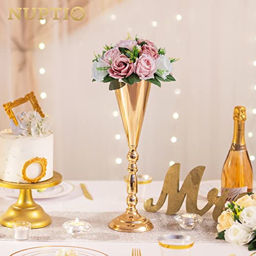 NUPTIO Flower Balls for Table Centerpieces: Dusty Pink White Fake Flowers | for Wedding Party Decor - 2 Pcs 9.5 inch Artificial Rose Bouquet Arrangements for Birthday Decorations - color: Dusty Rose & White, size: 2 Pcs