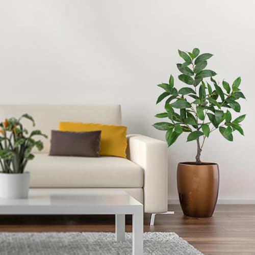 Briful 36.6" Artificial Faux Potted Tree Modern Farmhouse Real-Touch Plastic Greenery Plant Rustic Decor for Living Room Corner Entryway Office Home Small Fake Floor Tree with Black Pot - color: 36.6'' Tall-green