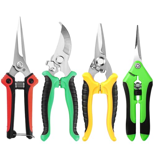 EWPJDK 4 Pack Garden Pruning Shears, Stainless Steel Garden Shears, Gardening Shears, Garden Scissors, Clippers, Pruning Snips, Pruning Shears for Gardening Tools (Multi-color) - color: Multi-color