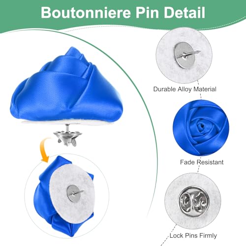 M METERXITY 16-Pack Lapel Pin for Men, Handmade Flower Brooch Button Pins for Men Suits, Formal Boutonnieres for Wedding/Groom/Corsage - color: Blue