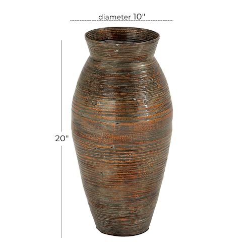 Deco 79 Bamboo Wood Decorative Vase Textured Centerpiece Vase with Lacquer, Vase for Home Decoration 10" x 10" x 20", Brown - color: Brown, size: 10" x 10" x 20"