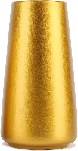 Gold Vase - 8" Gold Ceramic Flower vase for Home/Table/Accent Decor, Minimalist Modern Vases for Centerpieces, Room Decor, Living Room, Bedroom or Gift - color: Gold, size: Big