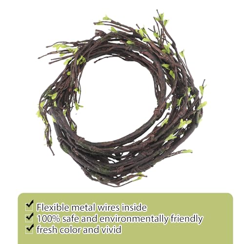 Daifunli 118 Inch Malleable Artificial Tree Branches Twigs Bendable Vines Rattan Cherry Blossom Trunk Ivy Grapevines for Decorating Faux Fake Hanging Plants Willow Garland for Home X'Mas Decoration
