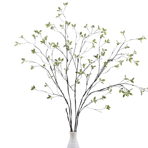 DuHouse 47" 5Pcs Artificial Ficus Branches Fake Greenery Stems Faux Ficus Twig Plants for Home Office Table Vase Filler Decoration - color: Green, size: 47"