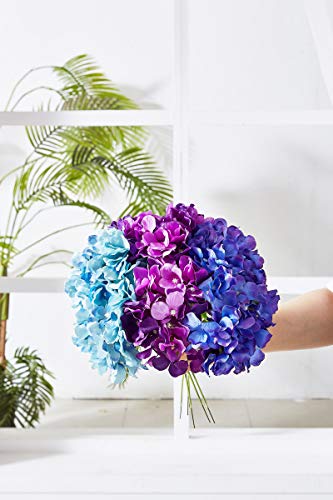 Artificial Hydrangea Flower 10 Heads Lavender Hydrangea Silk Flowers Head for Wedding Centerpieces Bouquets DIY Floral Decor Home Decoration with Long Stems - color: 10pcs Lavender, size: Large