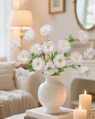 Coferset 6pcs Artificial Silk Mums Flowers Realistic Chrysanthemum Stems 22" Fake Gerbera Daisy for DIY Bouquet Centerpieces Floral Arrangements Vase Fillers Wedding Shower Decorations(Purple) - color: Purple