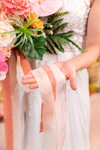 TINGE TIME 13 Inch Summer Wedding Bouquets for Bride, Bridal Bouquet for Bride, Artificial Silk Orchid for Graduation Bouquet, Fake Flowers for Wedding Ceremony and Anniversary (Tropical) - color: Tropical