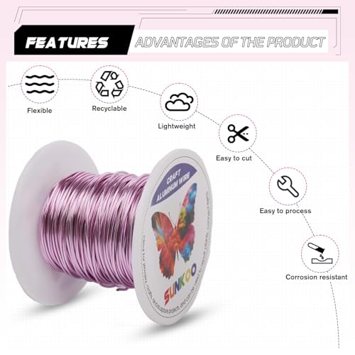 Aluminum Craft Wire,20 Gauge (0.8mm) Light Pink Bendable Wire,100 Feet Continuous Roll for Jewelry Making,Sculpting,Floral & Armature Projects - size: 20 Gauge 100Ft, style: Light Pink