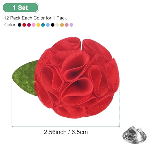 M METERXITY 12-Pack Lapel Pin for Men, Handmade Flower Brooch Button Pins for Men Suits, Formal Boutonnieres - color: Mutilcolor