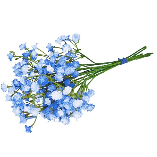 ABAJI Tiny Babys Breath Artificial Flowers Gypsophila Real Touch Flowers for Wedding Party Home Garden Decoration 12 inch in Length Small and Short - color: Light Blue, size: 6 PCS
