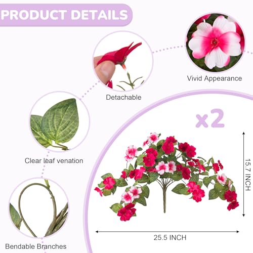 INXUGAO Artificial Fake Flowers for Outdoors Spring Decoration 2 Bundles Faux Flowers Plants for Outdoor Planters UV Resistant Silk Realistic Flowers for Outside Home Garden Front Porch Patio Décor - color: A-rose Red White
