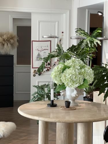 YalzoneMet 4Pcs Light Green Hydrangeas Artificial Flower Natural Lifelike 21'' Long Stem Real Touch Hydrangea Latex Flower Bouquets for Home Living Room Party Wedding Table Centerpiece Decor - color: Light Green