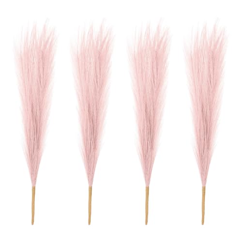 PATIKIL 17 Inch Faux Pampas Grass, 4 Pcs Boho Decor for Home Decoration Artificial Tall Fluffy Stems for Wedding Flower Party Vase Arrangement Centerpieces, Light Pink - color: Light Pink