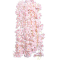 4pcs 23.6 ft Artificial Cherry Blossoms Garland Pink Fake Vines Hanging Silk Cherry Blossom Sakura Vine for Outdoor Wedding Party Home Decor