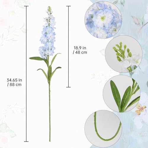 Light Blue Delphinium Artificial Flowers 5PCS Silk Flowers with Stems Snapdragon Long Stem for Tall Vase Home Wedding Centerpieces Decor (Light Blue) - color: Light Blue