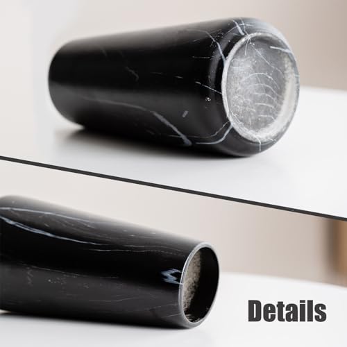 Marble Black Vase - 8" Big Black Ceramic vase for Flower, Simple Vases for Pampas Grass, Minimalist Farmhouse Boho vases for Centerpieces, Home Decor, Bathroom Decor - color: Marble Black, size: Big