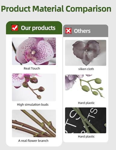 Artificial Orchid Flowers Set Fake Phalaenopsis Flower Faux Butterfly Orchid Real Touch Orchid for Wedding Home Office Party Hotel Yard Decoration Restaurant - color: Purplish White Spot