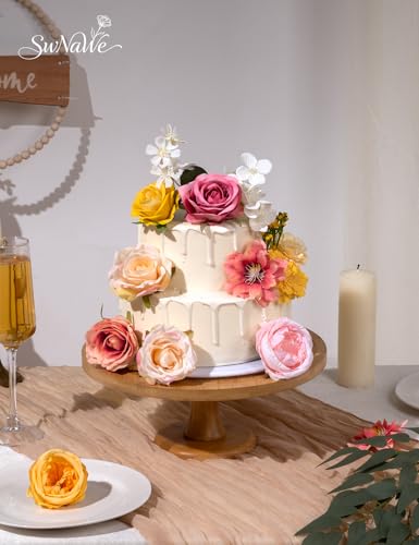 Yellow Pink Flowers Artificial Roses Combo Set Fake Pink Silk Flowers Faux Peony Flowers Mix Dahlia with Stems for Wedding Bouquets Baby Bridal Shower Party Floral Arrangements Decor - color: Pink Yellow, size: The Modern Classic