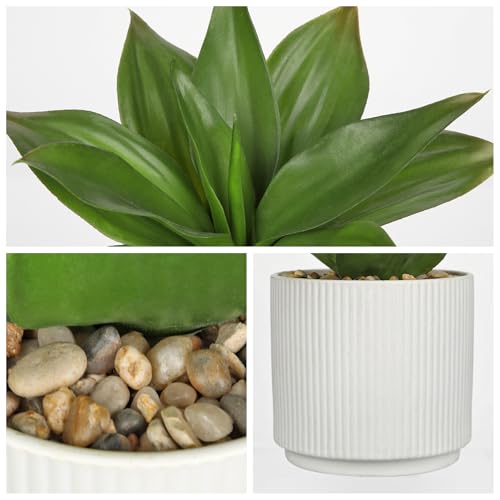 Hollyone Artificial Agave Plants Fake Succulent Agave Plant Potted in White Pot Succulents Aloe Plant for Desk Modern Office Living Room Table Shelf Home Indoor Outdoor Decor - color: Style 3