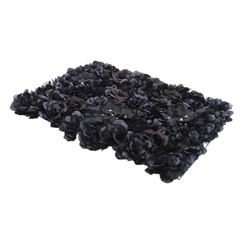DNYSYSJ Black Flower Wall Panel, 12pcs 23.62" x 15.75" Artificial Hydrangeas Roses Panel Silk Fabric Wall Mat for Halloween Thanksgiving Photography Home Wedding Party Event Wall Decor - color: Black Roses, size: 12 pieces