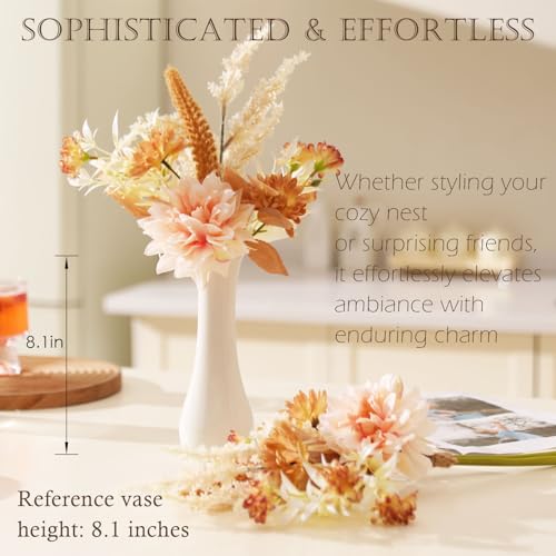 Joeabor Fake Flower Bouquet, Faux Flower Arrangement for Decorating Kitchens, Bedrooms, Bathrooms, Realistic Artificial Flowers Made of Silk & Plastic, Floral Decoration with Dahlia & Small Blossoms - color: Pink & Pink