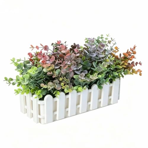 8 Bundles Multi Colored Artificial Eucalyptus Leaves, Plastic Plants, Outdoor Plants, Indoor Decorative Artificial Plants, Porch Window Frames, Green Plant Decorations (8, Mixed Colors) - color: Mixed Colors