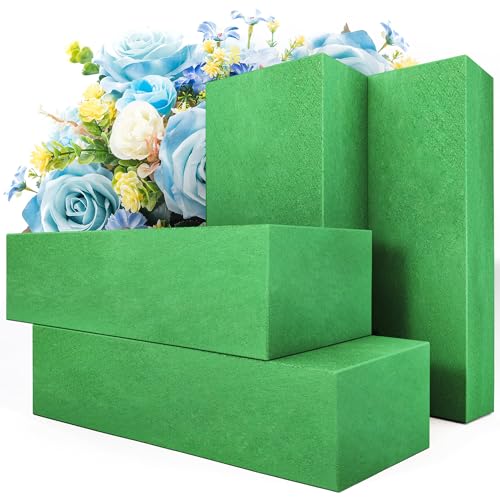Max Shape Pack of 4 Large Size Floral Foam Blocks for Fresh and Artificial Flowers (9” L x 4” W), Wet Florist Foam Blocks for Wedding Holiday Decorations (4 Pack) - color: 4 Pack