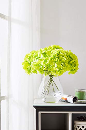 Artificial Hydrangea Flower Heads Hydrangea Silk Flowers Head for Wedding Centerpieces Bouquets DIY Floral Decor Home Decoration,Pack of 10 with Log Stems -Color (Green) - color: 10pcs Green, size: Large