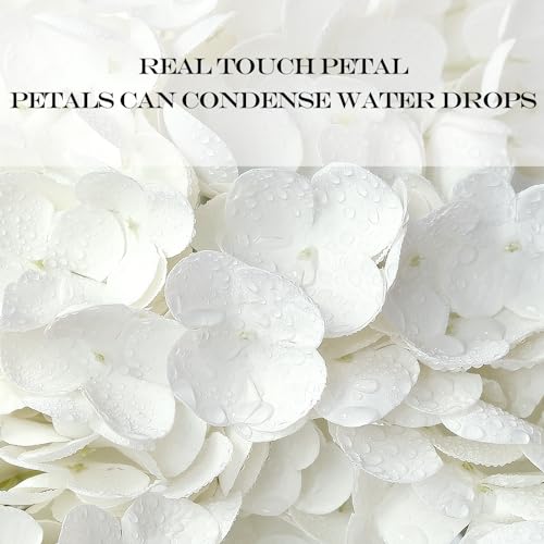 JINWOE White Hydrangea Artificial Flowers, 3Pcs Large 21" Royal Real Touch Latex Silk Flowers Faux Hydrangea, Lifelike Fake Flower for Spring Wedding Bouquet Table Centerpieces Indoor Home - color: White, size: 3pcs