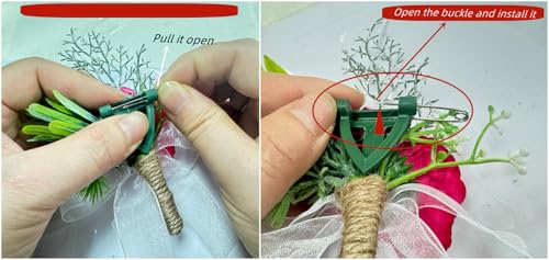 Rikyo Corsage Set, Includes Wrist Corsage and Boutonniere - Red, Handmade Petals Hair Hat Wreath for Wedding, Prom, Party Decor, Handmade Costume Headwear for Women and Men - color: Red