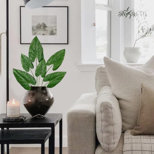 Hollyone 6 Pack Artificial Anthurium Leaves with Stems Real Touch Faux Anthurium Safari Leaf Fake Palm Tropical Plants for Vase Hawaiian Luau Party Jungle Beach Table Home Wedding Kitchen Decor - color: Anthurium, size: Leaves Stem