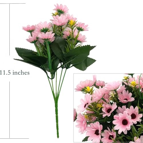Artificial Daisies Flowers, Plastic Plants Silk Daisy Flower Bunches Fake Field Marguerites Bouquet Faux Stems for Wedding Party Farmhouse Greenery Indoor Outdoor Home Garden Decorations Pink 4 Pack - color: Daisy - Pink - 4 Bundles